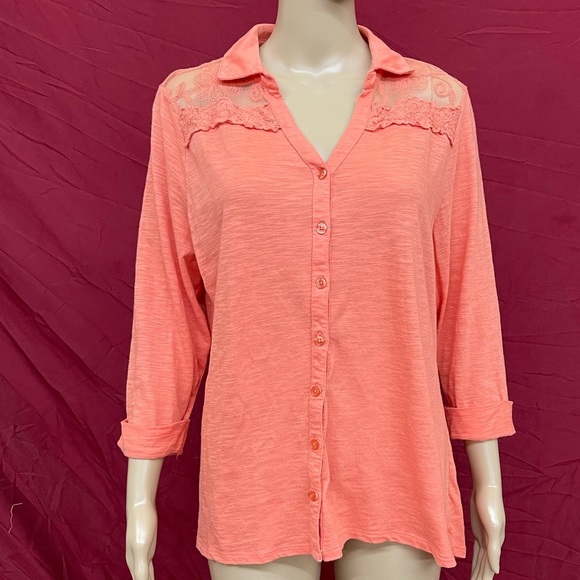 Wrangler Peach embroidered button up shirt size XL - Picture 1 of 6